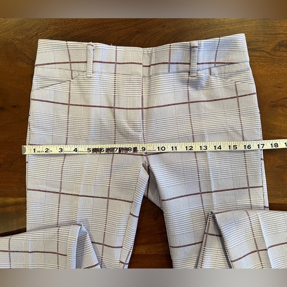 New York & Company stretch pants. Size 2 in lavender plaid with maroon accent. - Picture 5 of 8